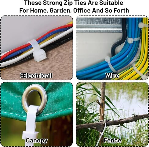 100 Pcs 36 Inch White Heavy Duty Zip Ties, Cable Ties, UV Resistant Nylon Tie Wraps for Indoor Outdoor Use, Bundling Fences, Awnings, Branches, Water Pipes in Kuwait