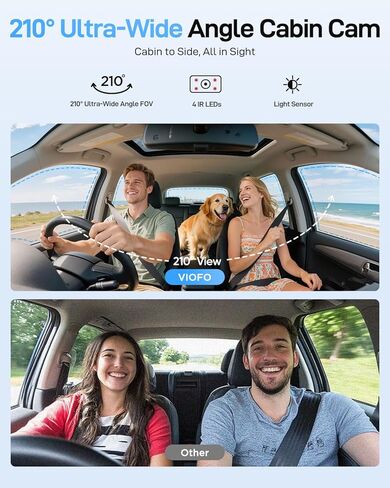 【Bundle: A229U 3CH+128GB Card+HK4 Hardwire Kit】 VIOFO A229 Ultra 3 Channel Dash Cam, Dual 4K + 1080P, 210° Fisheye Cabin Car Camera, Triple STARVIS 2 Sensors with Dual 4K HDR in Kuwait