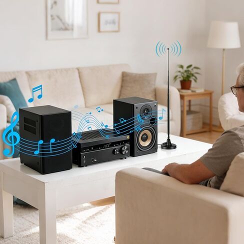 Superbat FM Radio Antenna Strong Magnetic Base Mount FM Antenna for Yamaha Pioneer Onkyo Marantz Sherwood Indoor FM Radio AV Audio Video Bluetooth Home Theater Receiver Tuner in Kuwait