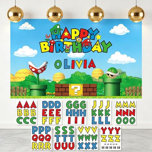 Personalized Birthday Backdrop with Name Option-Custom DIY Alphabet Stickers for Birthday Party Decoration Wall Decor Backdrop(5.9x3.6ft) in Kuwait