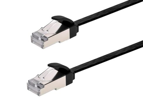 Monoprice Cat6A Ethernet Patch Cable - Slim Flat U/FTP 32AWG Molded Boot 0.5ft Black in Kuwait