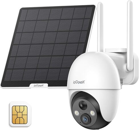 كاميرا مراقبة خلوية ieGeek 4G LTE لاسلكية في الهواء الطلق، لا توجد كاميرات مراقبة WiFi مع بطاقة SIM، كاميرا تعمل بالبطارية الشمسية، رؤية ليلية ملونة 2K، 360 درجة PTZ in Kuwait