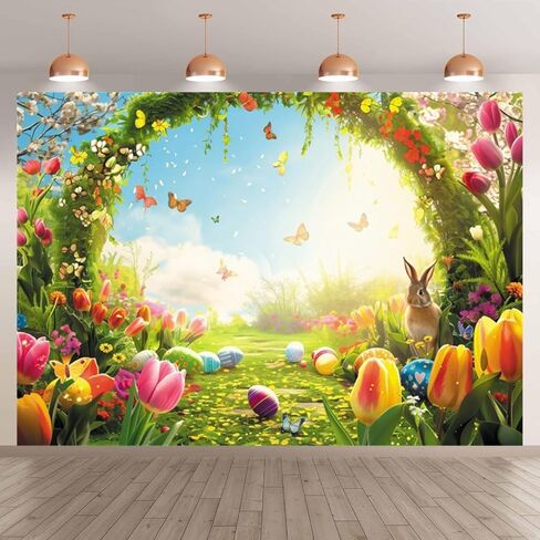 Leowefowa عيد الفصح الربيع غابة خلفية 7x5ft شجرة الربيع الملونة البيض الأرنب فراشة صورة خلفية التصوير الفوتوغرافي خلفية عيد الفصح في الهواء الطلق طبيعة حفلة عيد ميلاد ديكور راية صور كشك استوديو الدعائم in Kuwait