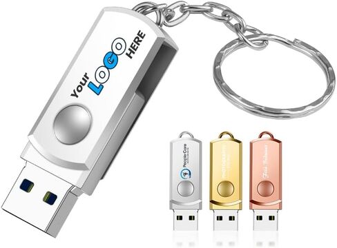 2GB 100Pcs Custom Mini Swivel USB 2.0 Flash Drive, Bulk Personalized Metal Thumb Drives, Engraving/Printing Your Logo & Text on Double-Sided Memory Stick for Office/School/Company/Photography in Kuwait