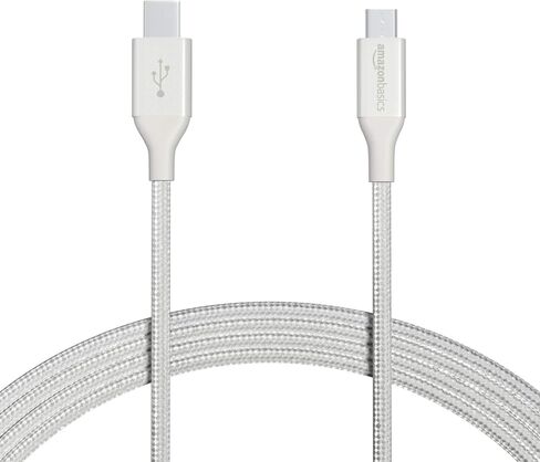 كابل شاحن ذكر من Amazon Basics من النايلون المضفر المزدوج USB من النوع C إلى Micro-B 2.0 | 1 قدم، رمادي غامق in Saudi Arabia