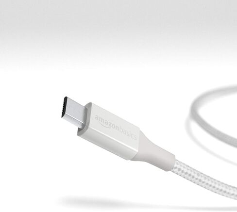 كابل شاحن ذكر من Amazon Basics من النايلون المضفر المزدوج USB من النوع C إلى Micro-B 2.0 | 1 قدم، رمادي غامق in Saudi Arabia
