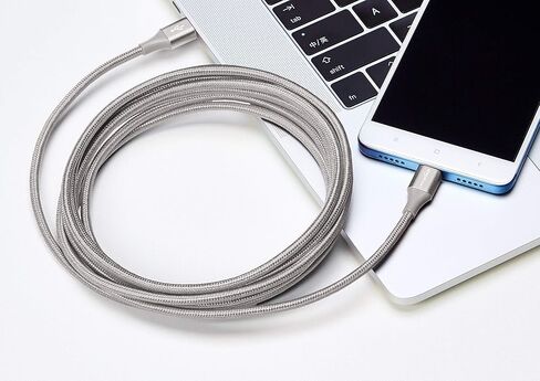 كابل شاحن ذكر من Amazon Basics من النايلون المضفر المزدوج USB من النوع C إلى Micro-B 2.0 | 1 قدم، رمادي غامق in Saudi Arabia