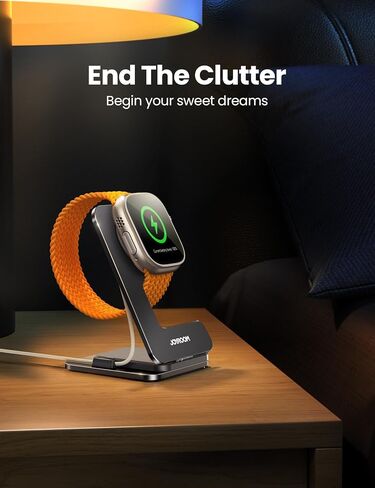 حامل ساعة JOYROOM لساعة Apple شحن سريع مغناطيسي - حامل شاحن مكتبي لساعة Apple iWatch Ultra3/2/1، السلسلة 11/10/9/8/7/6/5/4/3/2/1، SE3/2/1 (49/46/45/44/42/41/40/38 مم) (أسود) in Saudi Arabia