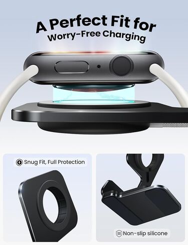 حامل ساعة JOYROOM لساعة Apple شحن سريع مغناطيسي - حامل شاحن مكتبي لساعة Apple iWatch Ultra3/2/1، السلسلة 11/10/9/8/7/6/5/4/3/2/1، SE3/2/1 (49/46/45/44/42/41/40/38 مم) (أسود) in Saudi Arabia