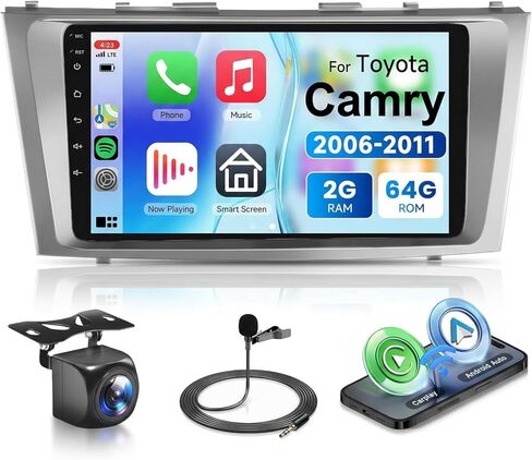 4G+64G Car Radio Stereo for Toyota Camry 2006-2011, Wireless CarPlay Android Auto 9 Inch IPS Touch Screen Android 13 GPS Head Unit WiFi Bluetooth DSP Audio USB Dual Mic HD Rear Camera in Kuwait