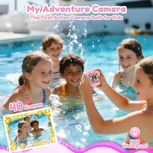 PROGRACE Kids Camera لعبة هدية مقاومة للماء - كاميرا فيديو رقمية للأطفال وكاميرا تحت الماء للأطفال 1080P كاميرا فيديو DV كاميرا طفل صغير للفتيات في أعياد الميلاد وتعلم ألعاب حمام السباحة للأعمار من 3 إلى 14 عامًا in Kuwait