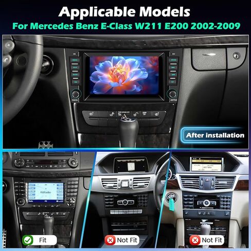 NHOPEEW Android Radio for Mercedes Benz E Class W211 E200, [2+64G] 7 inch IPS Touchscreen W211 Stereo - Wireless CarPlay & Android Auto, ASP, Custom Homepage, 5G/WiFi, GPS + Backup Camera + Canbus in Kuwait