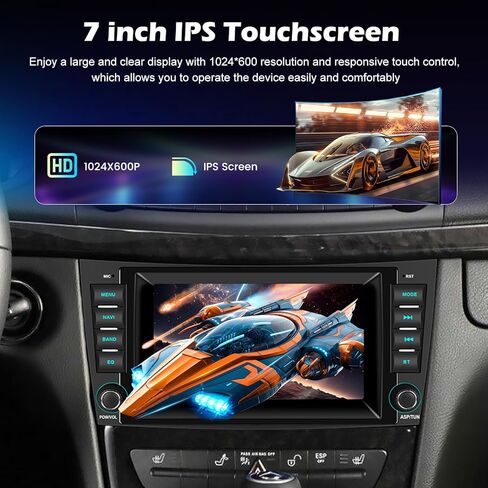 NHOPEEW Android Radio for Mercedes Benz E Class W211 E200, [2+64G] 7 inch IPS Touchscreen W211 Stereo - Wireless CarPlay & Android Auto, ASP, Custom Homepage, 5G/WiFi, GPS + Backup Camera + Canbus in Kuwait