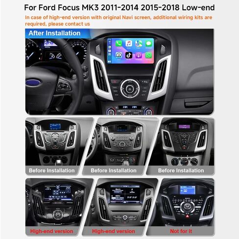 ASURE 4+64G Android 15 راديو ستيريو للسيارة Ford Focus 2011-2018 منخفض النهاية مع Carplay اللاسلكي، Android Auto، نظام تحديد المواقع العالمي (GPS)، SWC، كاميرا احتياطية، مشغل وسائط متعددة بشاشة لمس 1280 × 800 in Kuwait