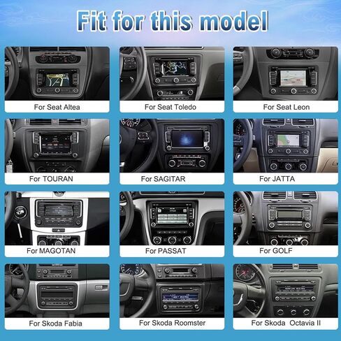 Android 14 Double Din Car Stereo ترقية راديو لـ Passat Jetta Tiguan Beetle Golf MK6، 9 بوصة شاشة لمس Carplay Android Auto GPS WiFi Bluetooth RDS DSP SWC Mirrorlink Mic كاميرا احتياطية in Kuwait