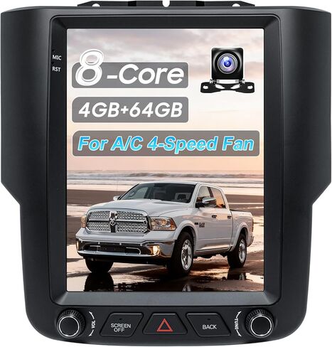 مجموعة أجهزة قياس ترقية راديو السيارة 9.7 بوصة لسيارة Dodge Ram 2013-2018 1500 2500 3500، Android 13 8Core 4+64GB Wireless CarPlay Android Auto WiFi/Bluetooth5.0/GPS/DSP/SWC/1080P الكاميرا الخلفية - 【لمروحة A/C 4 سرعات】 in Kuwait