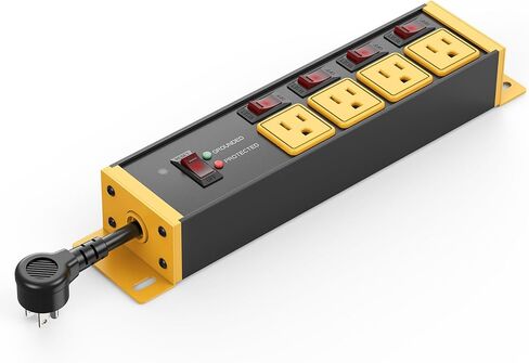 CCCEI 20 Amp Individual Switches Outlet Extender, 12 Gauge Short Flat Extension Cord, Kitchen, Travel, Garage, Industrial Heavy Duty Power Strip Surge Protector. 0.2FT, Yellow. in Kuwait