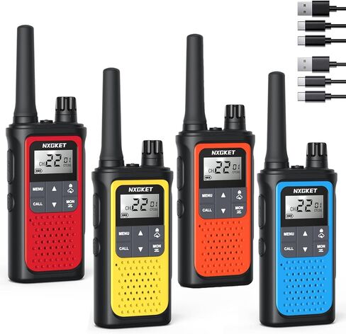 Walkie Talkies for Adults Long Rang NOAA Weather Alerts, Rechargeable Walkie Talkies 2 Way Radio 22 FRS Channel with 1800mAh Li-ion Battery Charger USB-C Cable Outdoor Cruises Camping, 4 Pack in Saudi Arabia