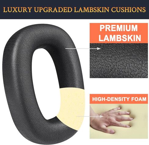 SOULWIT Lambskin Ear Pads Cushions Replacement for Bowers & Wilkins PX8/PX7 S2/PX7 S2e Over-Ear Headphones (Do Not Fit PX7), Earpads with High-Density Noise Isolation Foam - Black in Kuwait