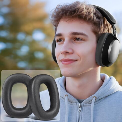 SOULWIT Lambskin Ear Pads Cushions Replacement for Bowers & Wilkins PX8/PX7 S2/PX7 S2e Over-Ear Headphones (Do Not Fit PX7), Earpads with High-Density Noise Isolation Foam - Black in Kuwait