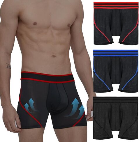 Men's Breathable Mesh Underwear Total Support Pouch Men's Boxer Brief,Anti-Chafing,Moisture-Wicking,3-Pack in Saudi Arabia