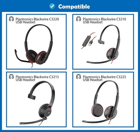 Blackwire C3220 USB Headphone Premium Protein Leather Replacement Earpads Compatible with Plantronics Blackwire C3220 C3210 C3215 C3225 USB Headphone Earpads Cushion in Kuwait