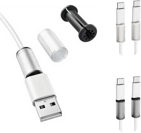 4-Pack Cable Protectors for Apple/Android Original Charging Cables, Soft Silicone Non-Slip Wire Saver for iPhone Lightning & Type-C Cord Ends (Easy Setup, Black&White) in Kuwait
