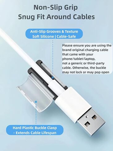 4-Pack Cable Protectors for Apple/Android Original Charging Cables, Soft Silicone Non-Slip Wire Saver for iPhone Lightning & Type-C Cord Ends (Easy Setup, Black&White) in Kuwait
