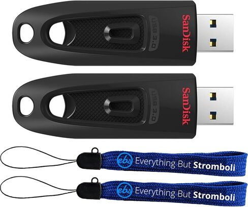 SanDisk 2 Pack Ultra 16GB USB-A Flash Drive SDCZ48-016G-U46 - Bundle with (2) Everything But Stromboli Lanyards in Kuwait