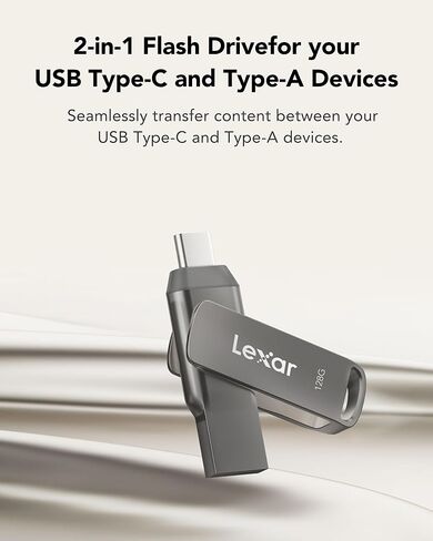 Lexar® JumpDrive® Dual Drive D400 USB 3.1 Type-C USB Drive, 128GB, Silver in Kuwait
