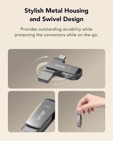 Lexar® JumpDrive® Dual Drive D400 USB 3.1 Type-C USB Drive, 128GB, Silver in Kuwait