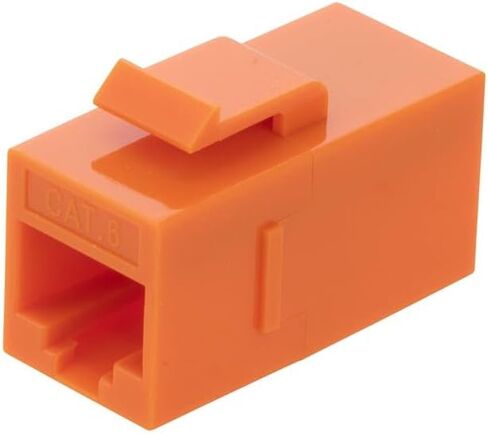 NavePoint CAT6 UTP Inline Keystone Coupler, RJ45 Female to RJ45 Female, Snap-in, 10 Pack, Orange in Kuwait