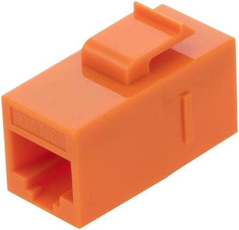 NavePoint CAT6 UTP Inline Keystone Coupler, RJ45 Female to RJ45 Female, Snap-in, 10 Pack, Orange in Kuwait
