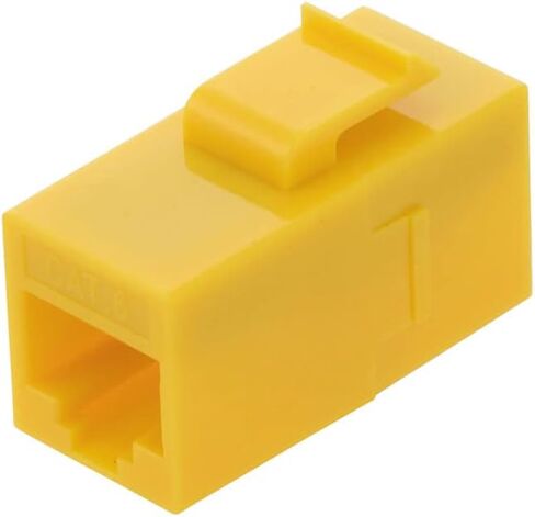 NavePoint CAT6 UTP Inline Keystone Coupler, RJ45 Female to RJ45 Female, Snap-in, 15 Pack, Yellow in Kuwait