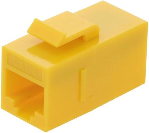 NavePoint CAT6 UTP Inline Keystone Coupler, RJ45 Female to RJ45 Female, Snap-in, 10 Pack, Yellow in Kuwait