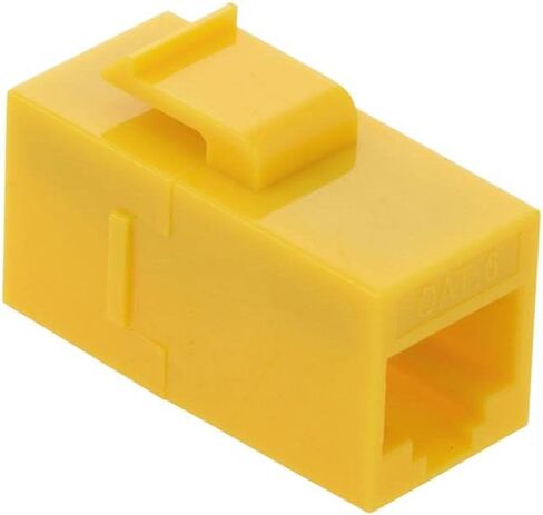 NavePoint CAT6 UTP Inline Keystone Coupler, RJ45 Female to RJ45 Female, Snap-in, 10 Pack, Yellow in Kuwait