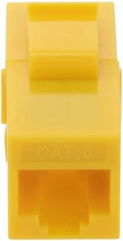 NavePoint CAT6 UTP Inline Keystone Coupler, RJ45 Female to RJ45 Female, Snap-in, 10 Pack, Yellow in Kuwait