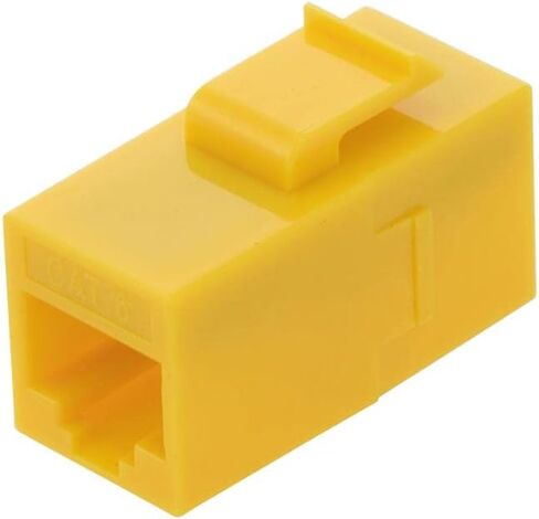 NavePoint CAT6 UTP Inline Keystone Coupler, RJ45 Female to RJ45 Female, Snap-in, 10 Pack, Yellow in Kuwait
