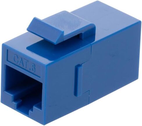 NavePoint CAT6 UTP Inline Keystone Coupler, RJ45 Female to RJ45 Female, Snap-in, 25 Pack, Blue in Kuwait
