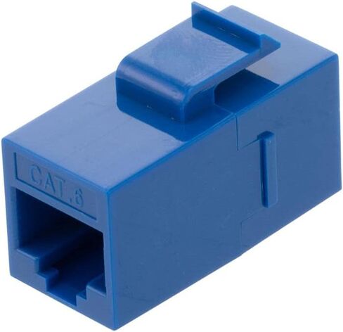 NavePoint CAT6 UTP Inline Keystone Coupler, RJ45 Female to RJ45 Female, Snap-in, 25 Pack, Blue in Kuwait