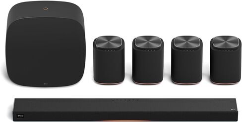 حزمة LG Sound Suite Immersive Quad Suite 7 Pro اللاسلكية | ساوند بار H7 + 4X M7 سماعات دولبي أتموس اللاسلكية + مضخم صوت لاسلكي W7| 13.1.7 قناة، Dolby Atmos FlexConnect Apple Airplay (موديل 2026 الجديد) in Kuwait