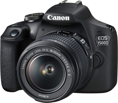 كاميرا Canon EOS 1500D الرقمية ذات العدسة الأحادية العاكسة (SLR) بدقة 24.1 ميجابكسل (أسود) مع عدسة II مقاس 18-55 و55-250 مم (متجددة) in Kuwait