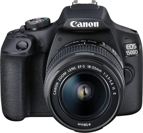 كاميرا Canon EOS 1500D الرقمية ذات العدسة الأحادية العاكسة (SLR) بدقة 24.1 ميجابكسل (أسود) مع عدسة II مقاس 18-55 و55-250 مم (متجددة) in Kuwait