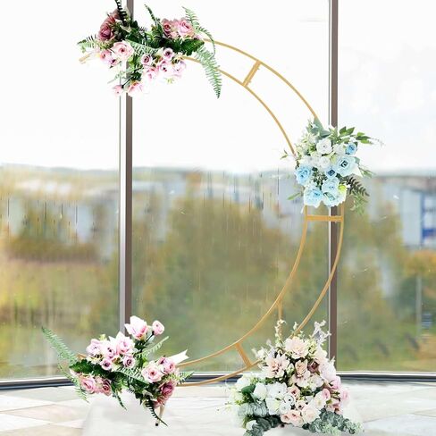Efavormart 7.5ft Gold Metal Crescent Moon Wedding Arch Stand - Large Curved Floral and Balloon Backdrop Frame for Ceremonies, Receptions and Photography in Kuwait