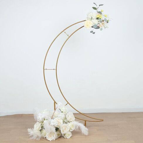 Efavormart 7.5ft Gold Metal Crescent Moon Wedding Arch Stand - Large Curved Floral and Balloon Backdrop Frame for Ceremonies, Receptions and Photography in Kuwait