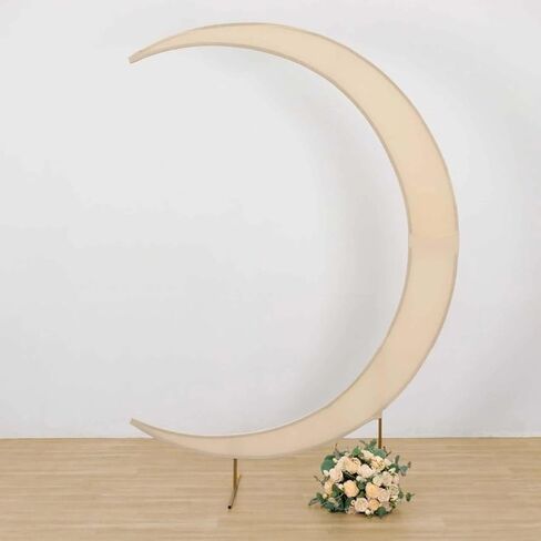 Efavormart 7.5ft Gold Metal Crescent Moon Wedding Arch Stand - Large Curved Floral and Balloon Backdrop Frame for Ceremonies, Receptions and Photography in Kuwait
