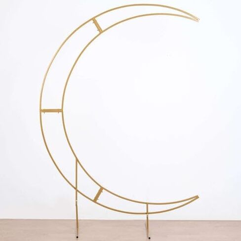 Efavormart 7.5ft Gold Metal Crescent Moon Wedding Arch Stand - Large Curved Floral and Balloon Backdrop Frame for Ceremonies, Receptions and Photography in Kuwait