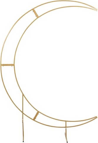 Efavormart 7.5ft Gold Metal Crescent Moon Wedding Arch Stand - Large Curved Floral and Balloon Backdrop Frame for Ceremonies, Receptions and Photography in Kuwait