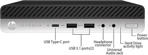 كمبيوتر مكتبي صغير HP EliteDesk 800 G4، Core i7-8700T 2.4 جيجا هرتز-4.0 جيجا هرتز، ذاكرة الوصول العشوائي 8 جيجا، 256 جيجا SSD، USB BT، USB WiFi، Windows 11 Pro (متجدد) in Kuwait