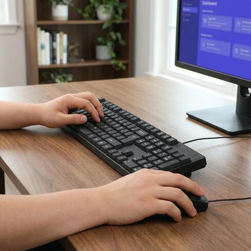 مجموعة لوحة مفاتيح وماوس سلكية مع لوحة مفاتيح رقمية | لوحة مفاتيح سلكية هادئة بالحجم الكامل للمكتب | الماوس ولوحة المفاتيح لسطح المكتب والكمبيوتر المحمول in Kuwait